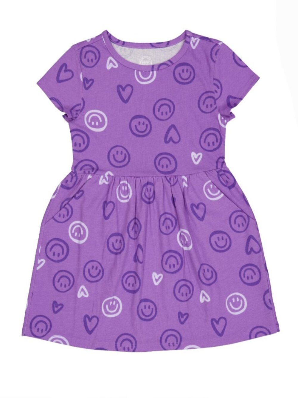 WONDER NATION Girls Short Sleeves Play Dress - purple emoji